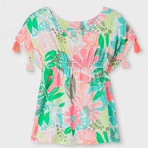 Adorable Cat & Jack colorful swim cover up with tassel trim. Size XS (4/5)